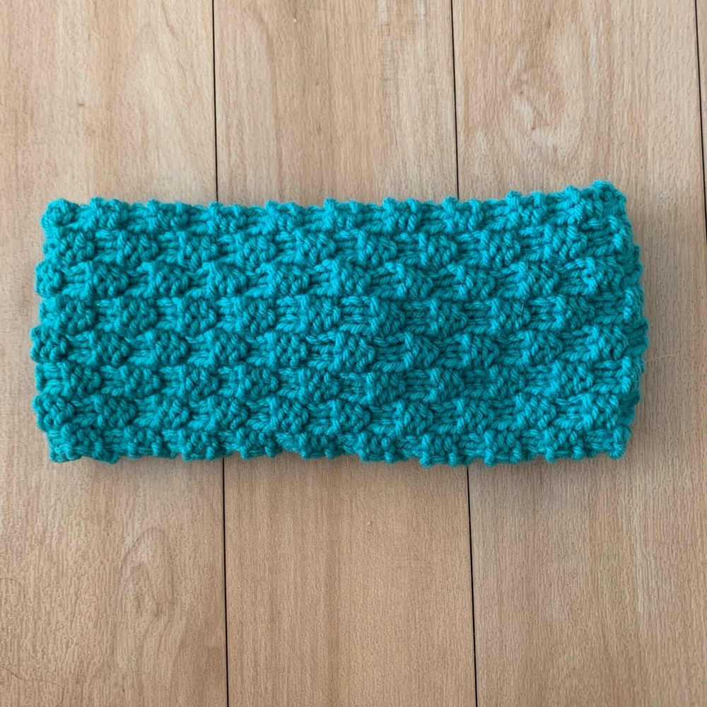 Handmade Teal Knit Headband - Picture 2 of 3